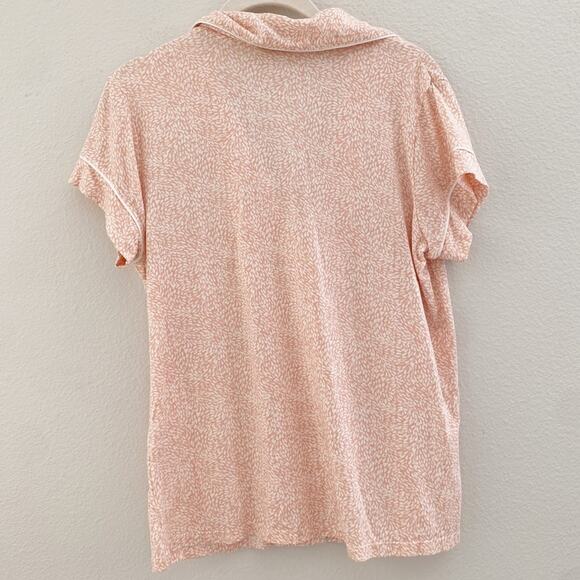 Eberjey Patterned Peach Button Down Pajama Shirt size Small - Picture 4 of 5